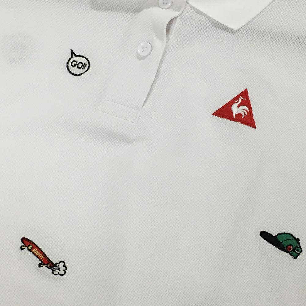 レオナード 楽天市場店の【美品】ルコックゴルフ 半袖ポロシャツ 白 刺しゅう総柄 ロゴ レディース L ゴルフウェア le coq sportif｜アングル3