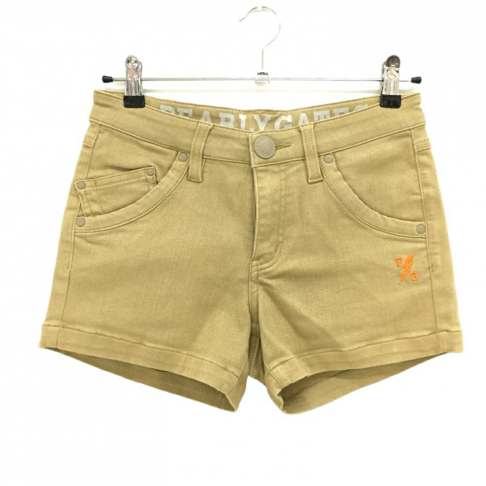 【美品】パーリーゲイツ ショートパンツ ベージュ ストレッチ ヒップロゴプリント レディース 0(S) ゴルフウェア PEARLY GATES