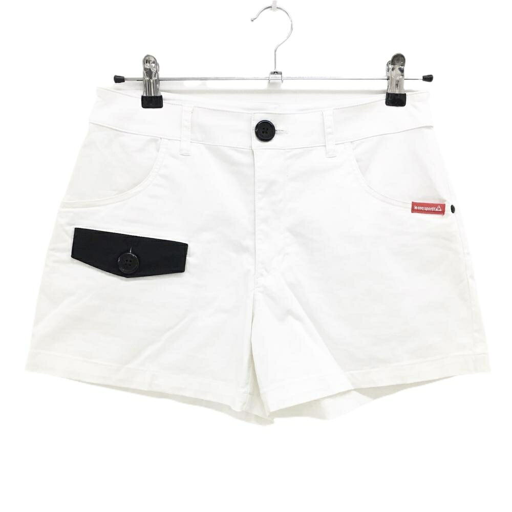 ルコックゴルフ ショートパンツ 白×黒 後ポケット刺しゅう レディース 11 ゴルフウェア le coq sportif