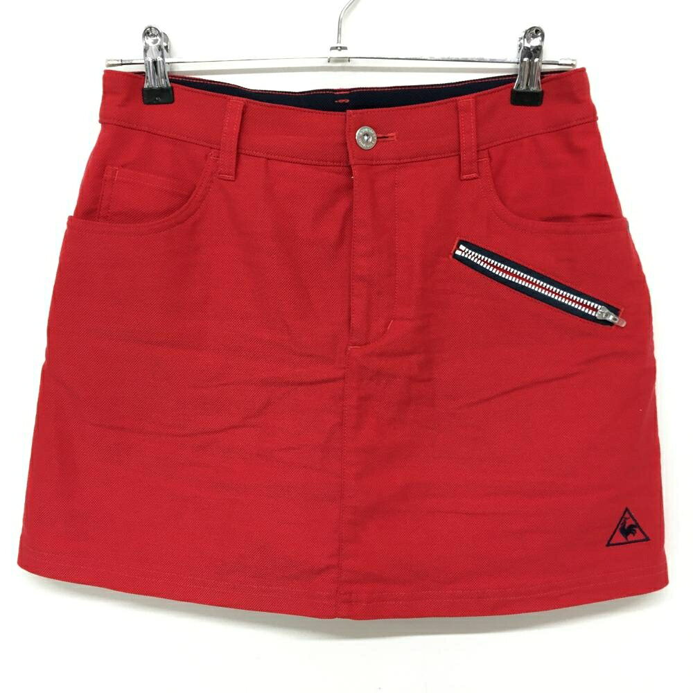 【超美品】ルコックゴルフ スカート レッド×ネイビー 内側パンツ レディース 11 ゴルフウェア le coq sportif