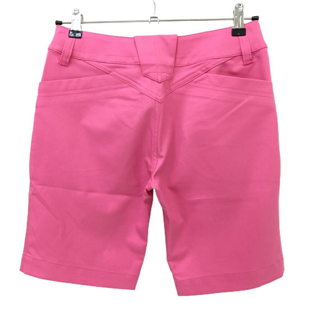 【美品】アンダーアーマー ハーフパンツ ピンク ロゴ刺しゅう レディース SM ゴルフウェア UNDER ARMOUR
