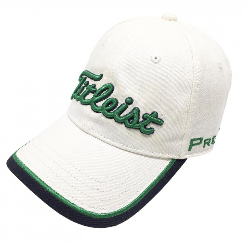 タイトリスト キャップ アイボリー×グリーン フロント立体ロゴ ゴルフウェア TITLEIST