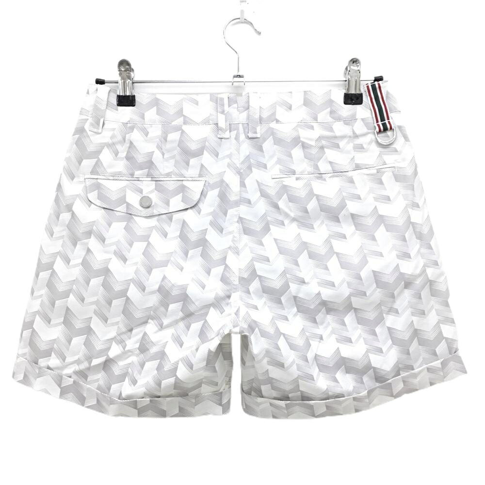 【超美品】カッパ ショートパンツ 白×グレー 総柄 ヘリンボーン風 レディース M ゴルフウェア Kappa