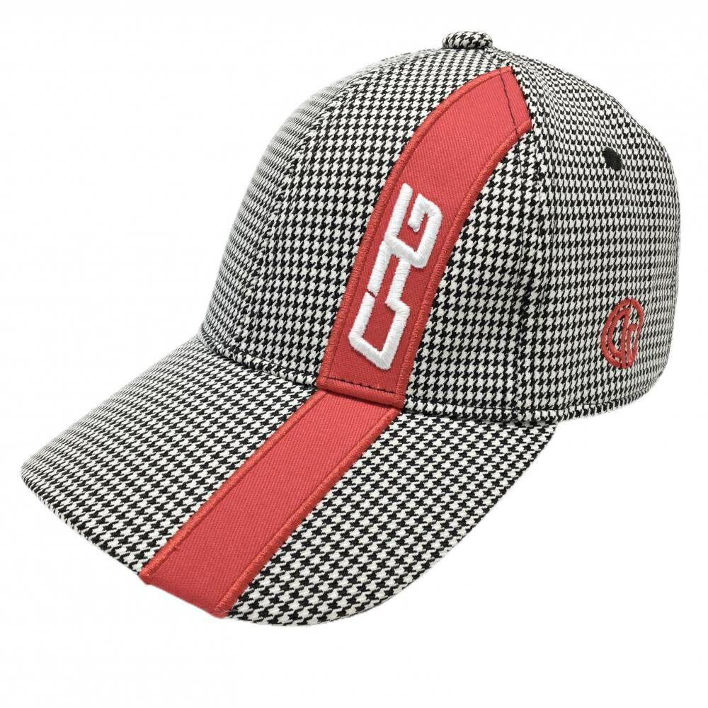 【超美品】CPG キャップ 黒×白 千鳥格子 ロゴ刺しゅう ゴルフウェア CPG