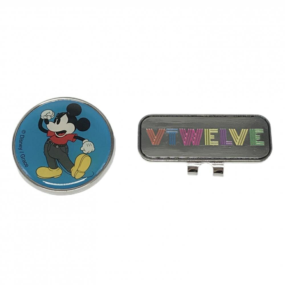 【新品】V12×Disney クリップマーカー シルバー×ブルー ミッキー ゴルフ V12