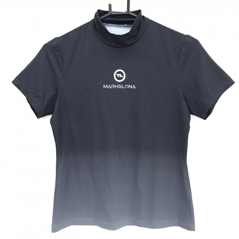 襯衫 - 【超美品】マークアンドロナ 半袖ハイネックシャツ 黒×グレー グラデーション T-LINE レディース 36(S) ゴルフウェア MARK＆LONA