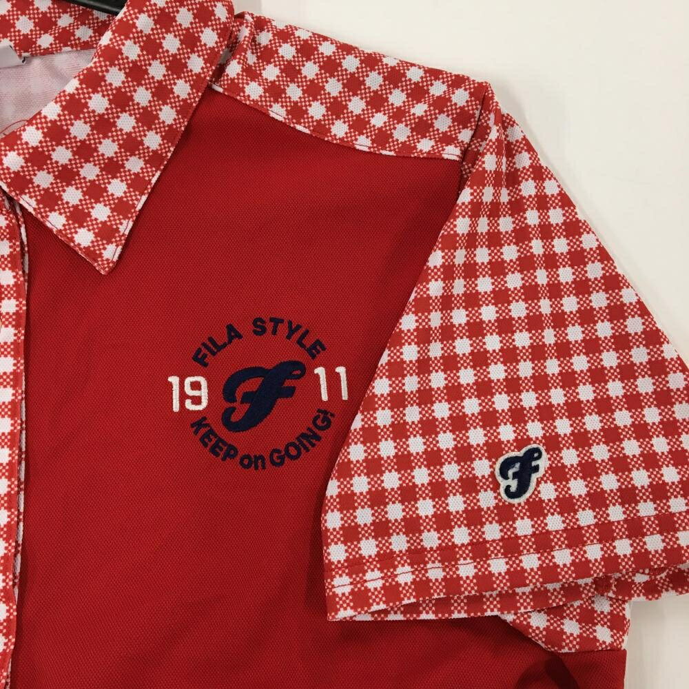 【超美品】フィラゴルフ 半袖ポロワンピース レッド×白×ネイビー レディース 3L ゴ...