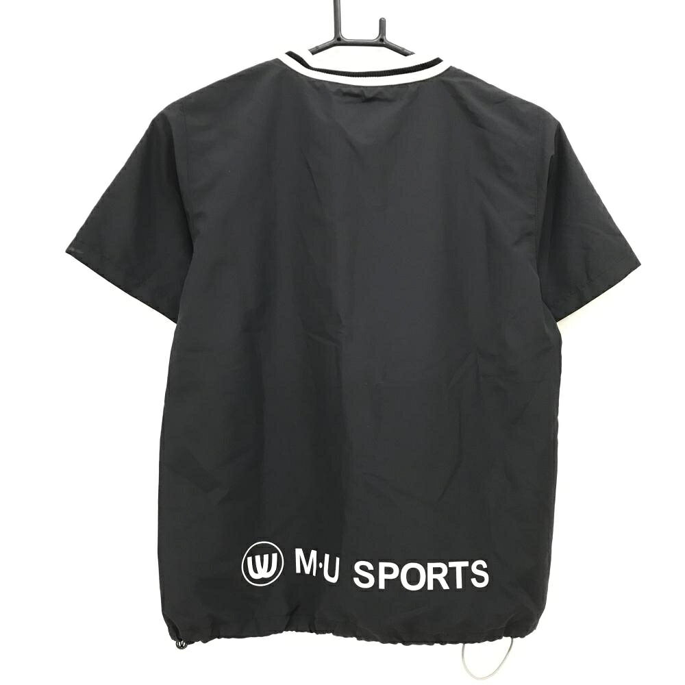 【超美品】MUスポーツ 半袖スニード 黒 ブルゾン 裏メッシュ Vネック レディース 40(M) ゴルフウェア M・U SPORTS