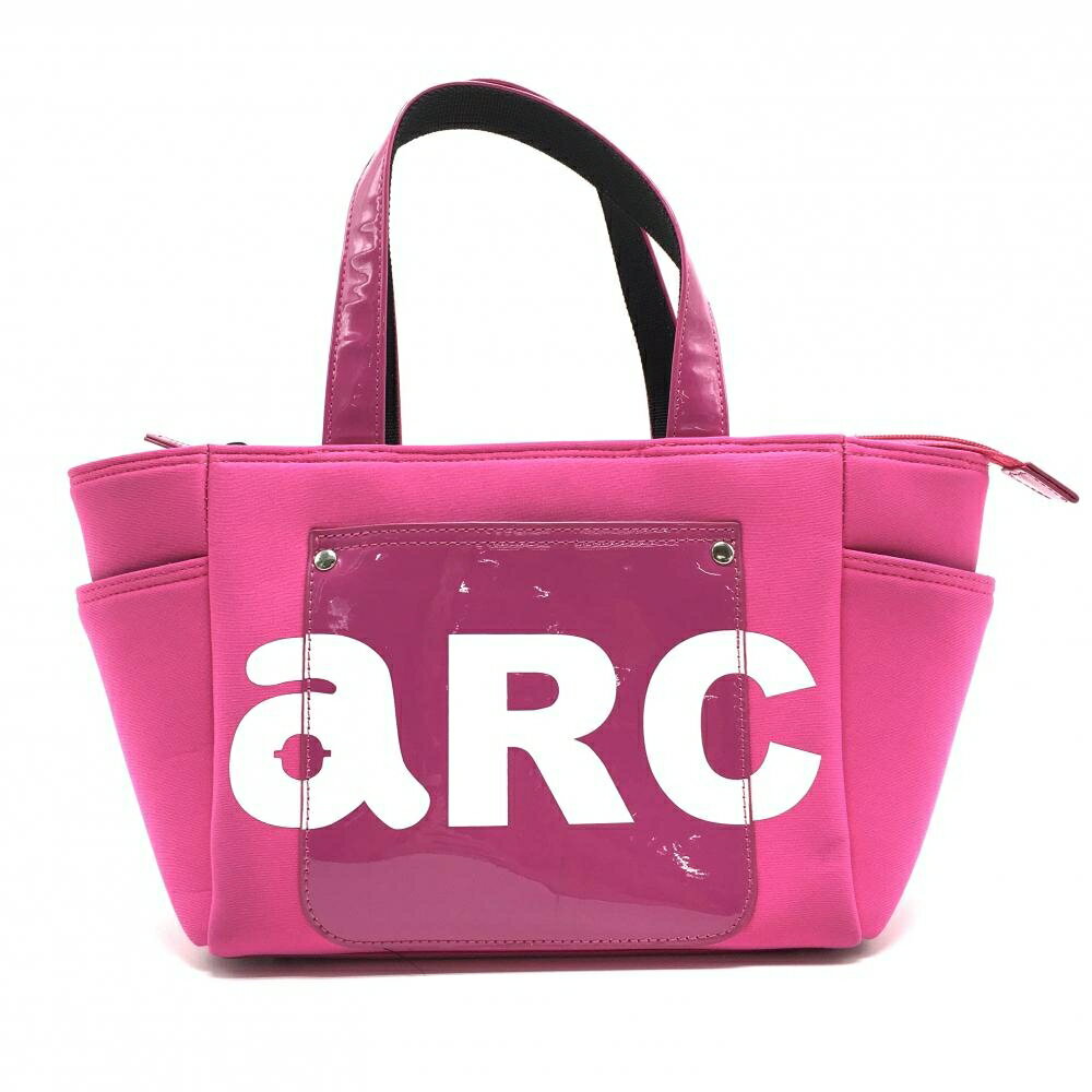 【美品】アルチビオ カートバッグ ピンク×白 フロントロゴ 内外ポケット ゴルフ ar...
