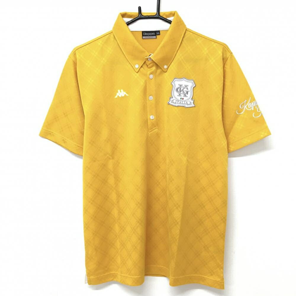 Kappa - 【超美品】カッパ 半袖ポロシャツ オレンジ系 ダイヤ柄地模様 ボタンダウン メンズ LL ゴルフウェア Kappa