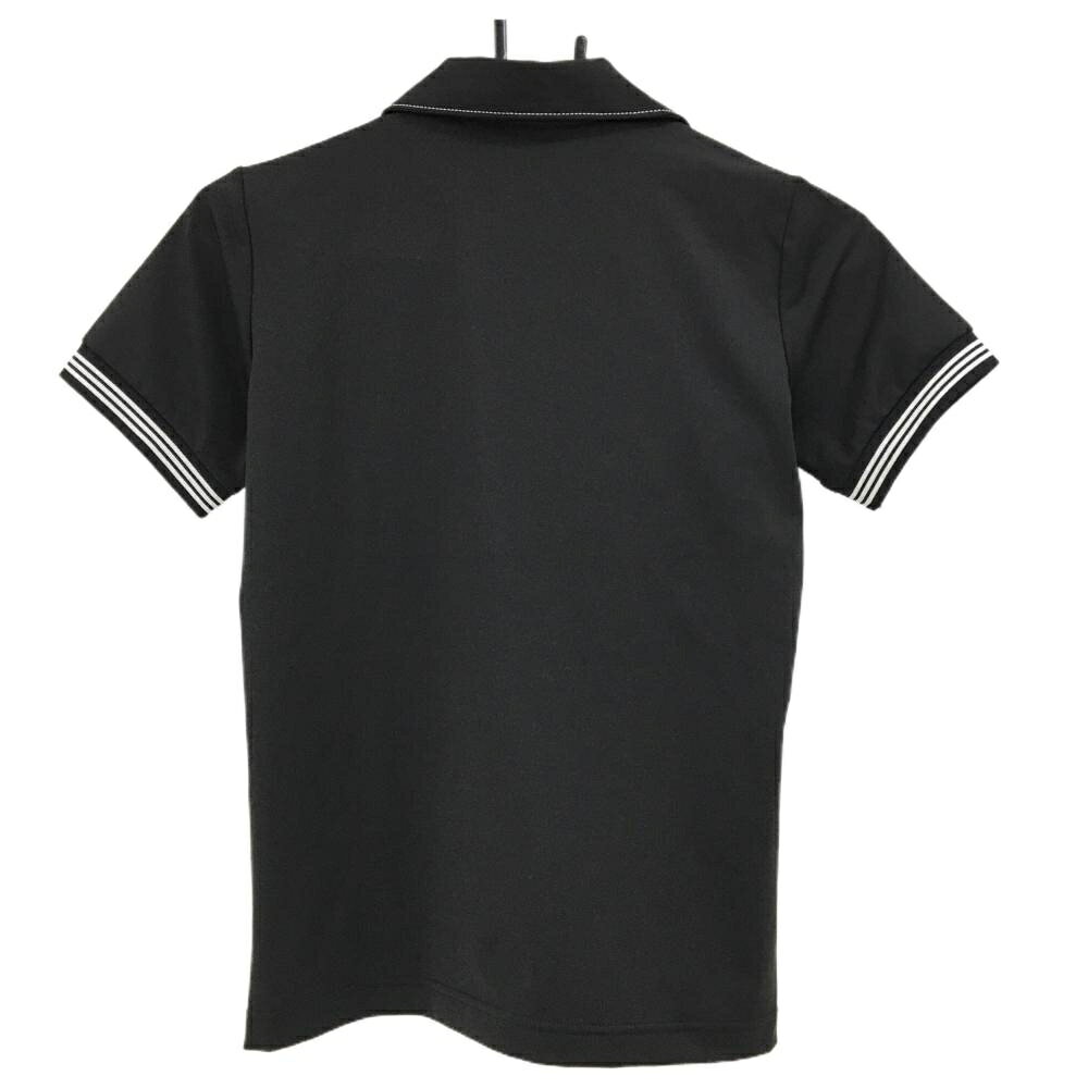 【新品】アディダス 半袖スキッパーシャツ 黒×白 リブライン UPF50 レディース S/P ゴルフウェア adidas