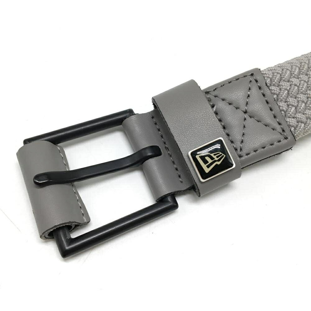 【超美品】ニューエラ メッシュベルト グレー バックル黒 ストレッチ 編み込み メンズ ゴルフウェア New Era