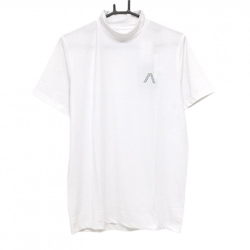 【新品】アルベルト 半袖ハイネックシャツ 白 胸プリント メンズ S ゴルフウェア A...