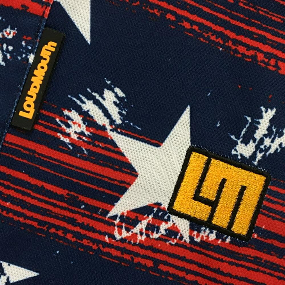 ラウドマウス 半袖ポロシャツ ネイビー×レッド 総柄 星　 メンズ M ゴルフウェア LOUDMOUTH 3