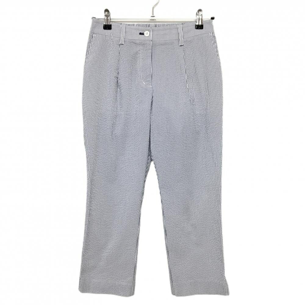 Rakuten - 【超美品】マンシングウェア パンツ 白×ネイビー ストライプ サッカー生地 レディース M ゴルフウェア Munsingwear