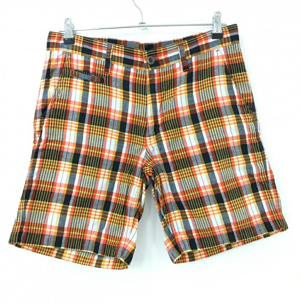 【美品】ジャックバニー ハーフパンツ オレンジ×黒 チェック メンズ 4(M) ゴルフウ...