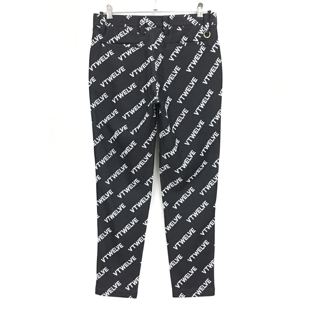 【新品】V12 パンツ 黒×白 ロゴ総柄 ストレッチ レディース S ゴルフウェア V12