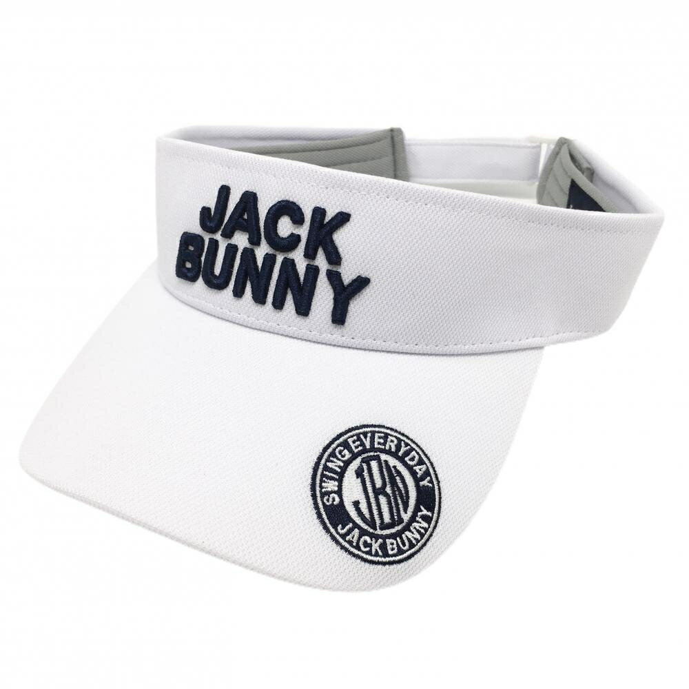 【超美品】ジャックバニー サンバイザー 白×ネイビー 立体ロゴ刺しゅう FR ゴルフ...