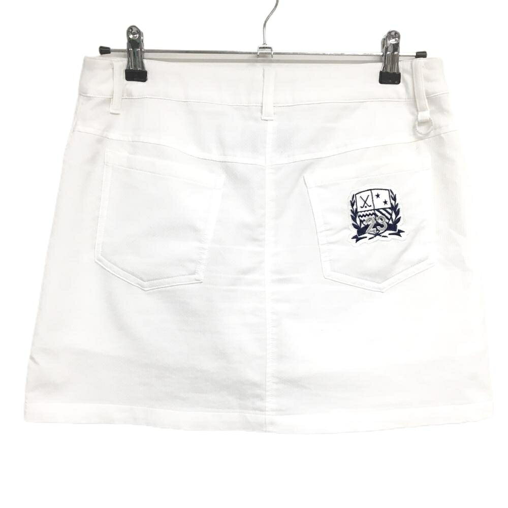 【美品】23区ゴルフ スカート 白 無地 後ろワッペン 内側インナーパンツ レディース 67(L) ゴルフウェア 23区