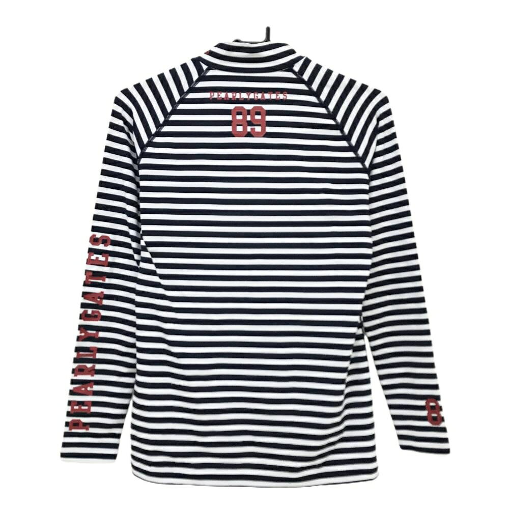 【美品】パーリーゲイツ ハイネックインナーシャツ ネイビー×白 ボーダー メンズ 3(S) ゴルフウェア PEARLY GATES