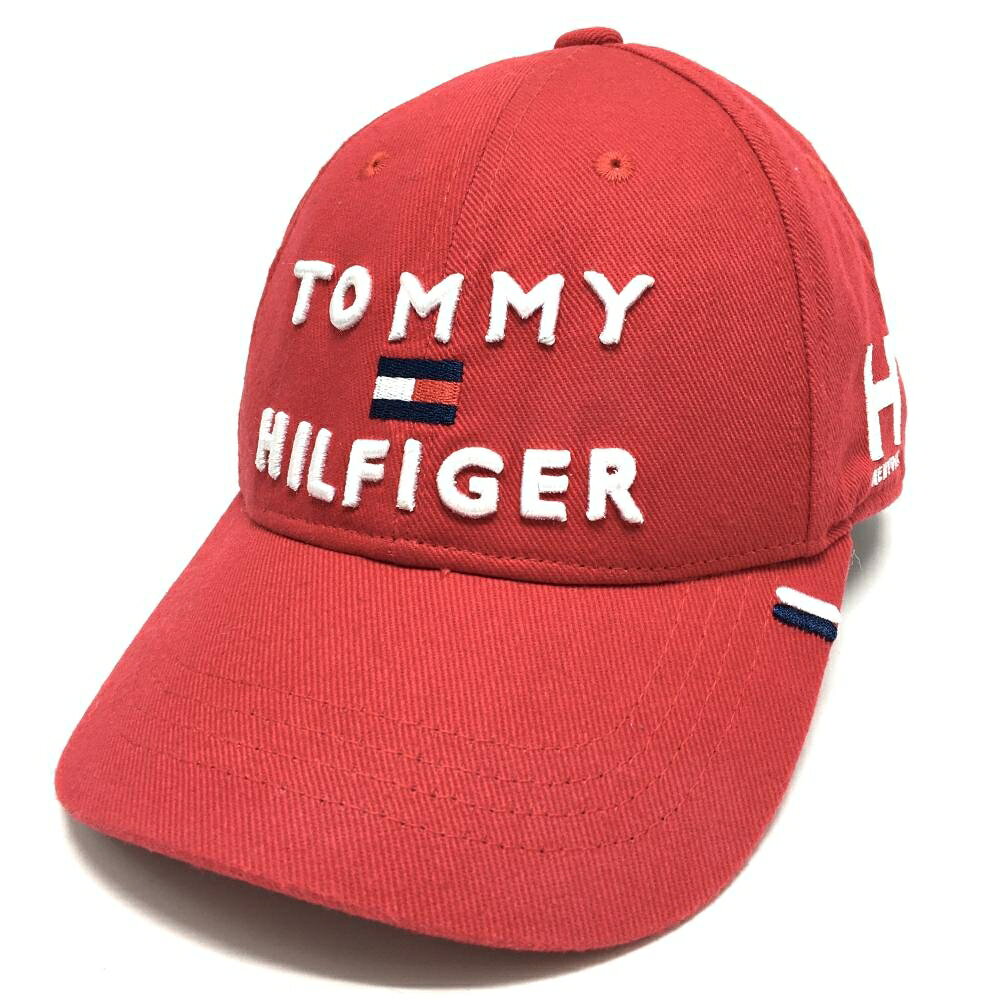 トミーヒルフィガー キャップ レッド×白 立体ロゴ 57cm フリー ゴルフウェア Tommy Hilfiger Golf