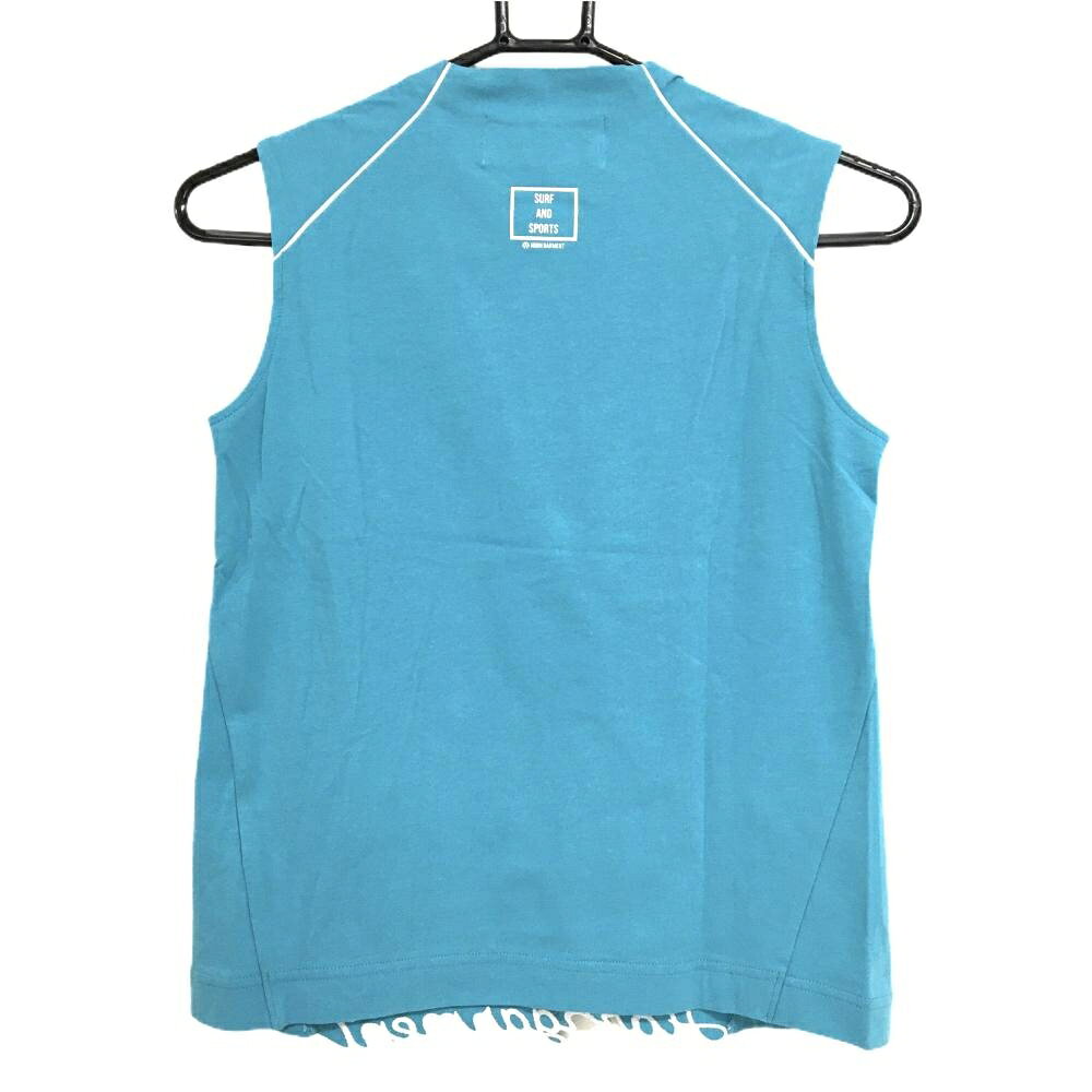 【超美品】ホーンガーメント ノースリーブシャツ ライトブルー×白 マークアンドロナ レディース 36(S) ゴルフウェア MARK＆LONA