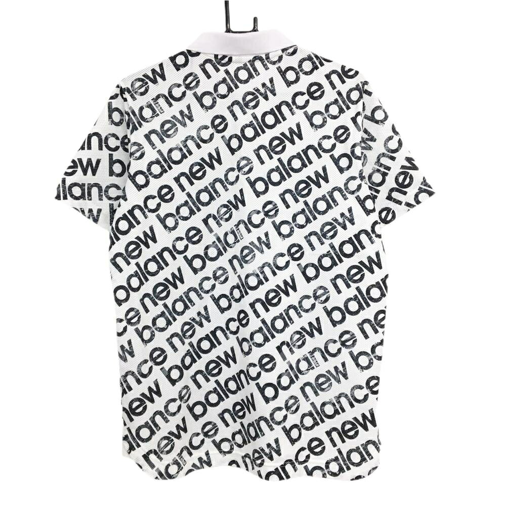 ニューバランスゴルフ 半袖ポロシャツ 白×黒 ロゴ総柄 メッシュ地 メンズ 6(XL) ゴ...