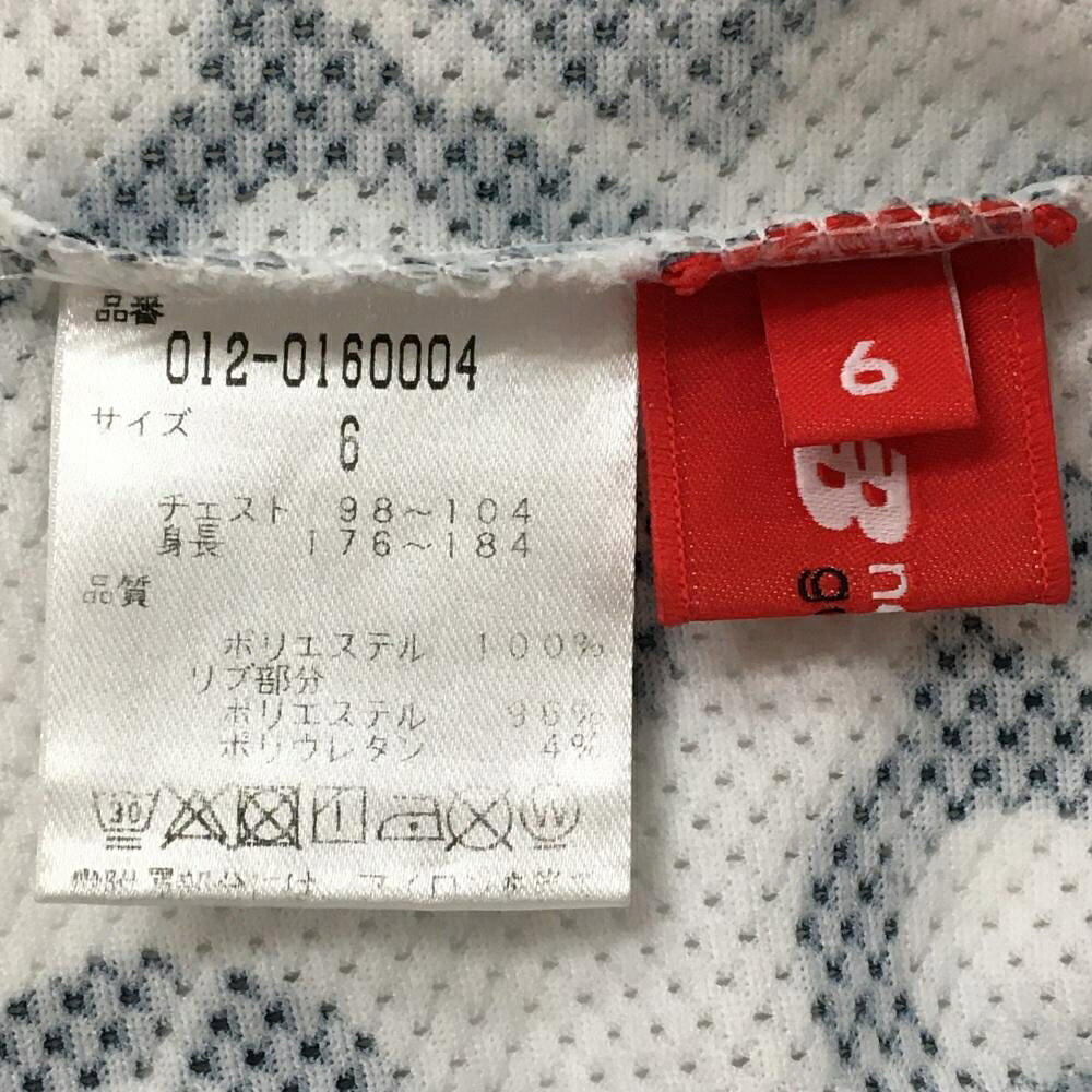ニューバランスゴルフ 半袖ポロシャツ 白×黒 ロゴ総柄 メッシュ地 メンズ 6(XL) ゴ...