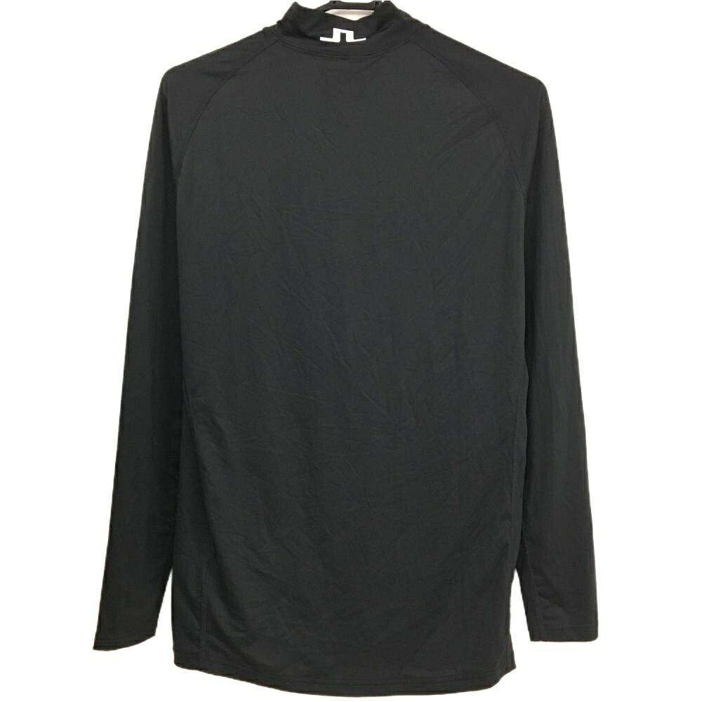 【美品】ジェイリンドバーグ ハイネックインナーシャツ 黒×白 ロゴプリント ストレッチ メンズ M ゴルフウェア J．LINDEBERG