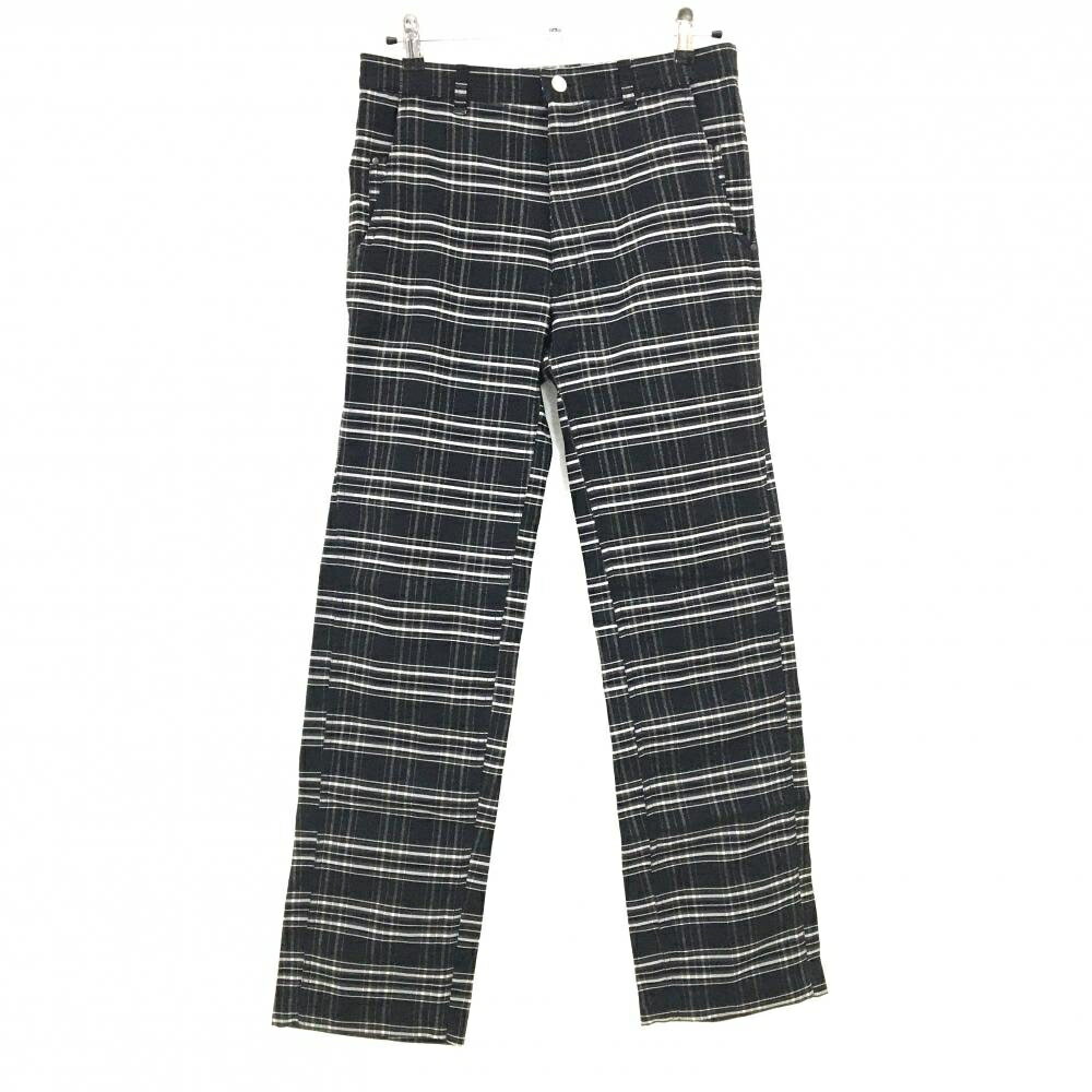 【超美品】クランク パンツ 黒×白 チェック ストレッチ メンズ M ゴルフウェア CLUNK
