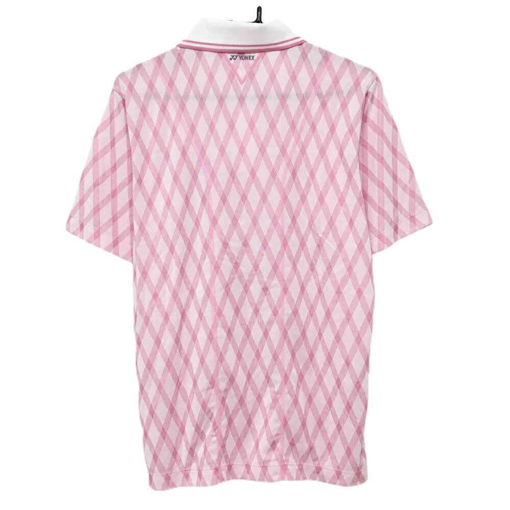 【美品】ヨネックス 半袖ポロシャツ ピンク ダイヤ柄 VERYCOOL メンズ L ゴルフウェア YONEX