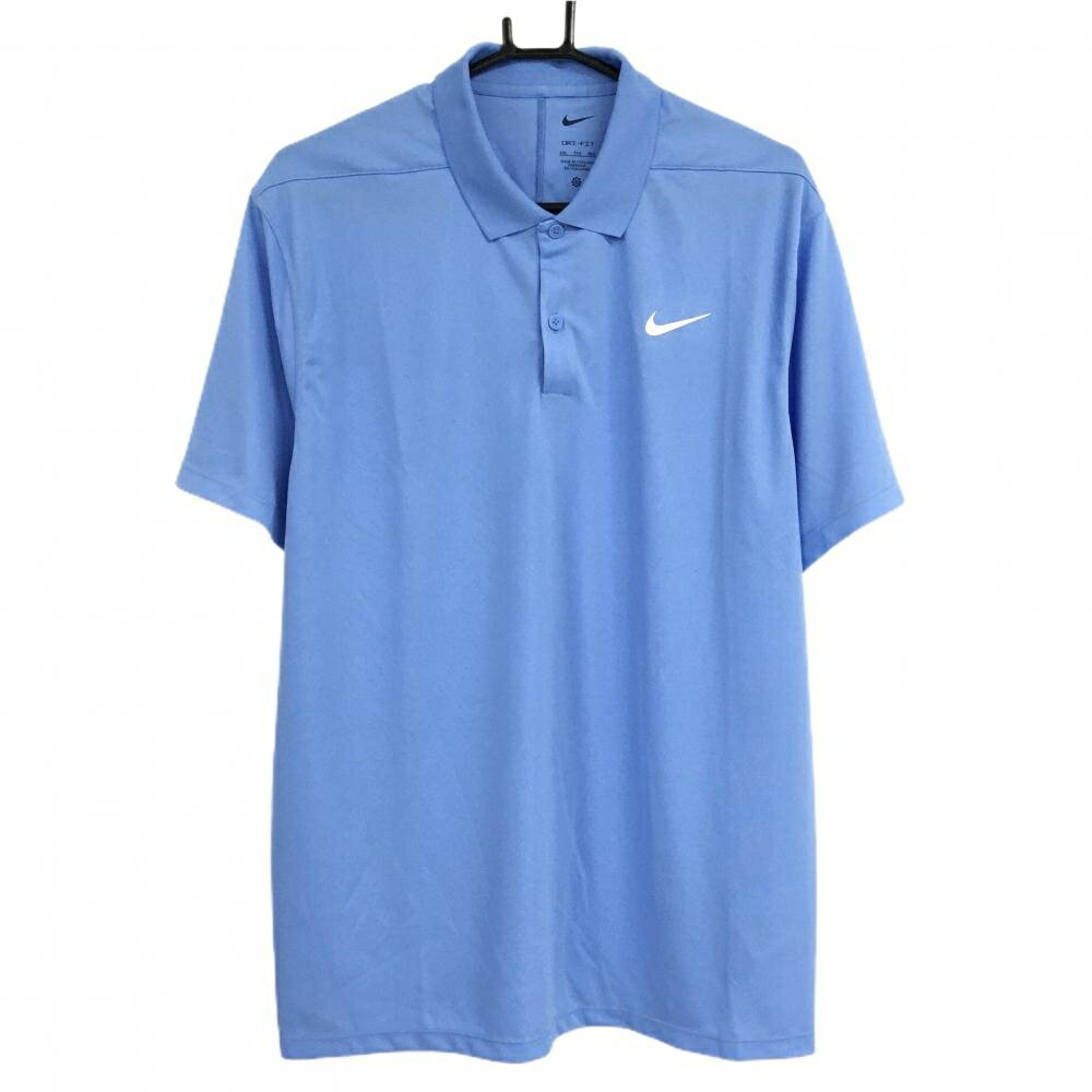 【美品】ナイキ 半袖ポロシャツ ライトブルー ロゴ白 DRI-FIT メンズ XL ゴルフウェア NIKE