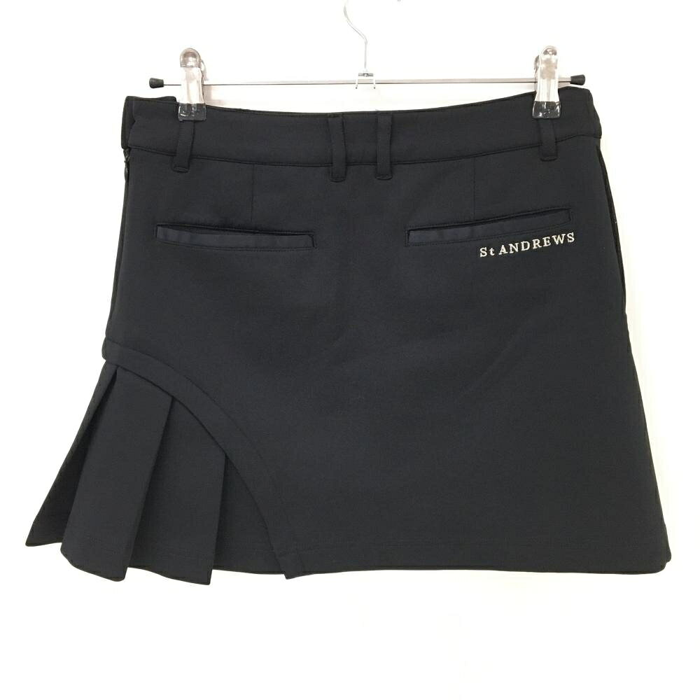 【美品】セントアンドリュース スカート 黒 サイド裾プリーツ レディース M ゴルフウェア St ANDREWS