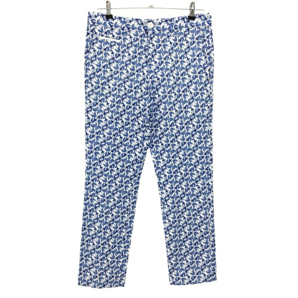 【超美品】セントアンドリュース パンツ ブルー×白 リーフ柄 メッシュ調 メンズ M ゴルフウェア St ANDREWS