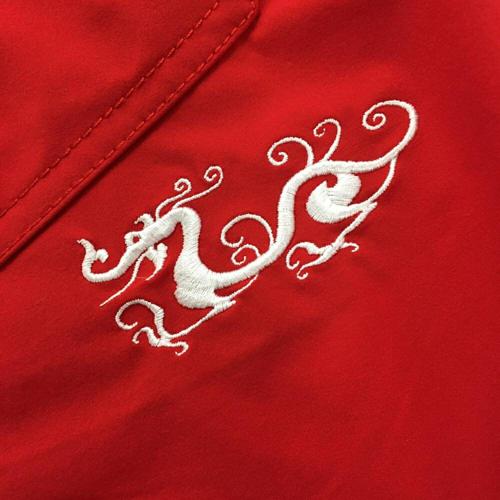 【美品】ダンスウィズドラゴン パンツ レッド ストレッチ ドラゴン刺しゅう メンズ...