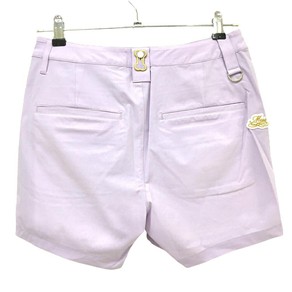 【新品】MUスポーツ ショートパンツ ライトパープル×白 ボーンワッペン ストレッチ 冷感 レディース 44(XL) ゴルフウェア M・U SPORTS