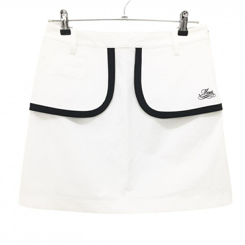 【新品】MUスポーツ スカート 白×黒 ボーンワッペン ストレッチ 冷感 撥水 レディース 44(XL) ゴルフウェア M・U SPORTS