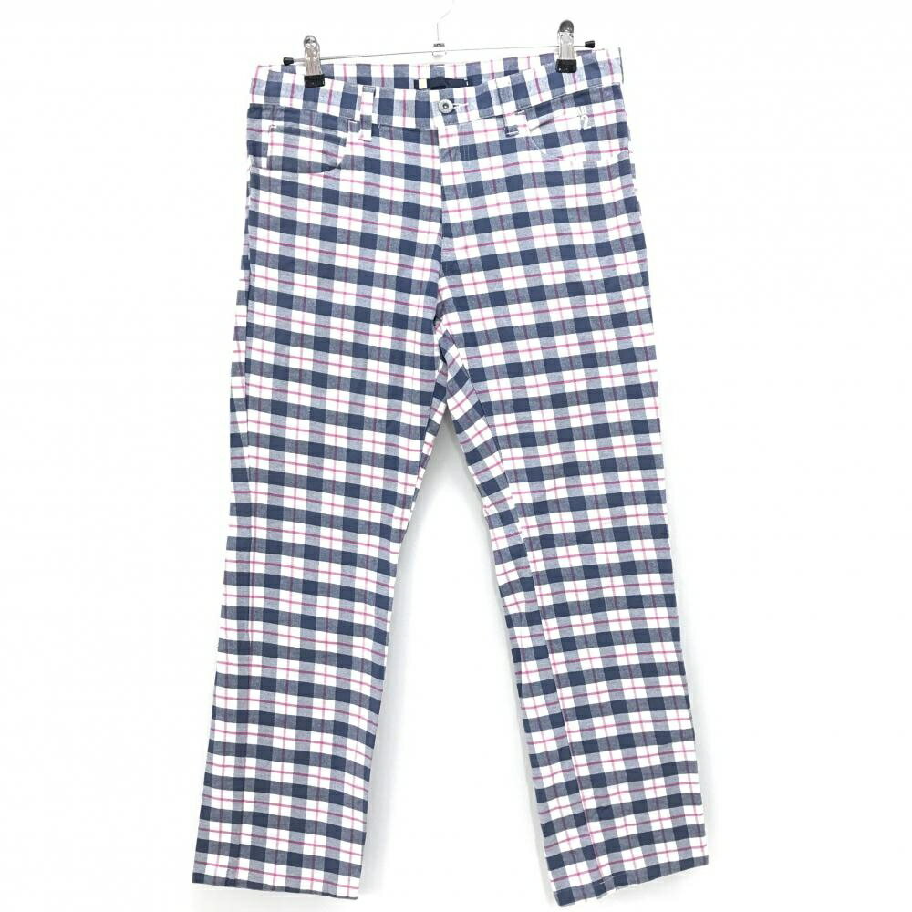 パーセッタンタドゥエ パンツ 白×ネイビーグレー系×ピンク系 チェック メンズ L ゴルフウェア PAR72