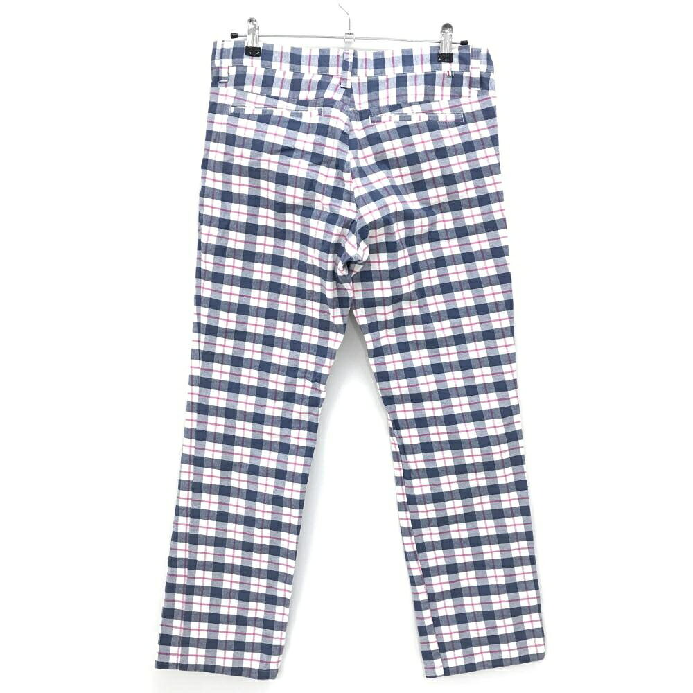 パーセッタンタドゥエ パンツ 白×ネイビーグレー系×ピンク系 チェック メンズ L ゴルフウェア PAR72