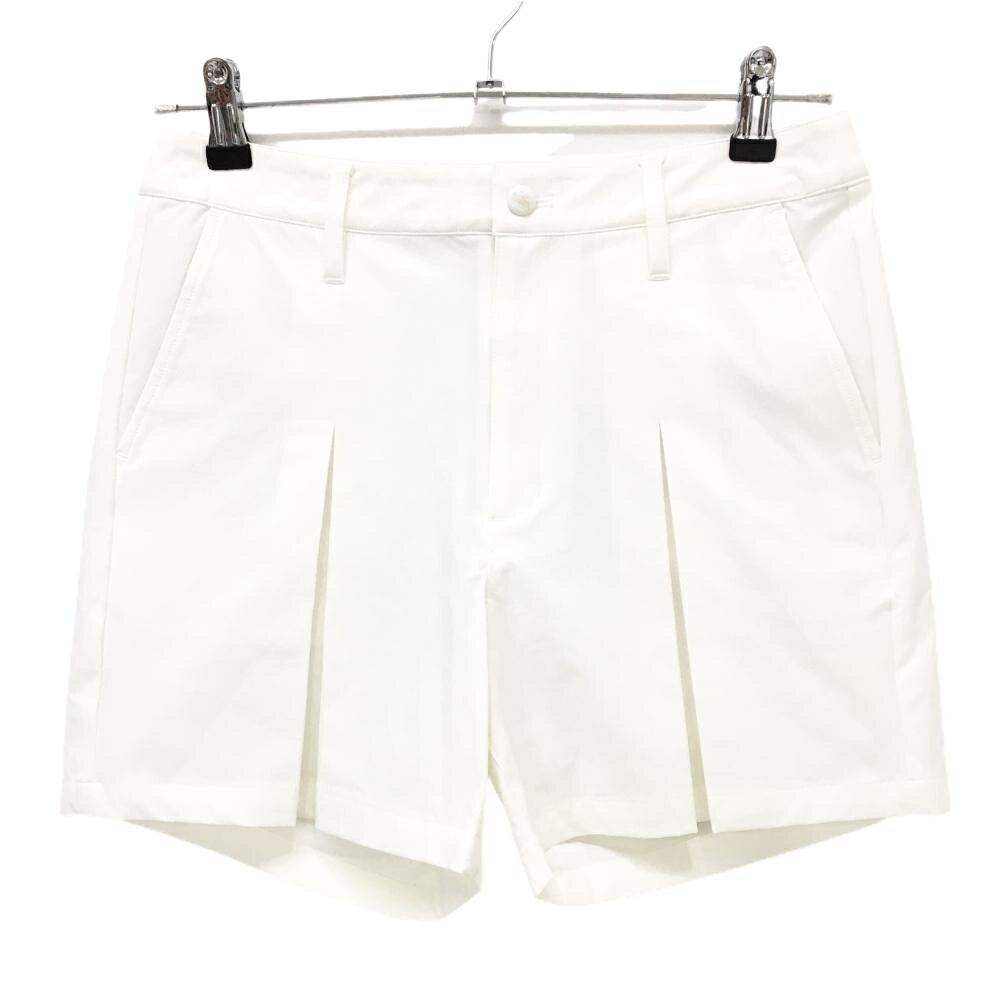 【新品】MUスポーツ ショートパンツ 白 プリーツ調 ストレッチ ボーンワッペン 冷感 撥水 レディース 40(M) ゴルフウェア M・U SPORTS