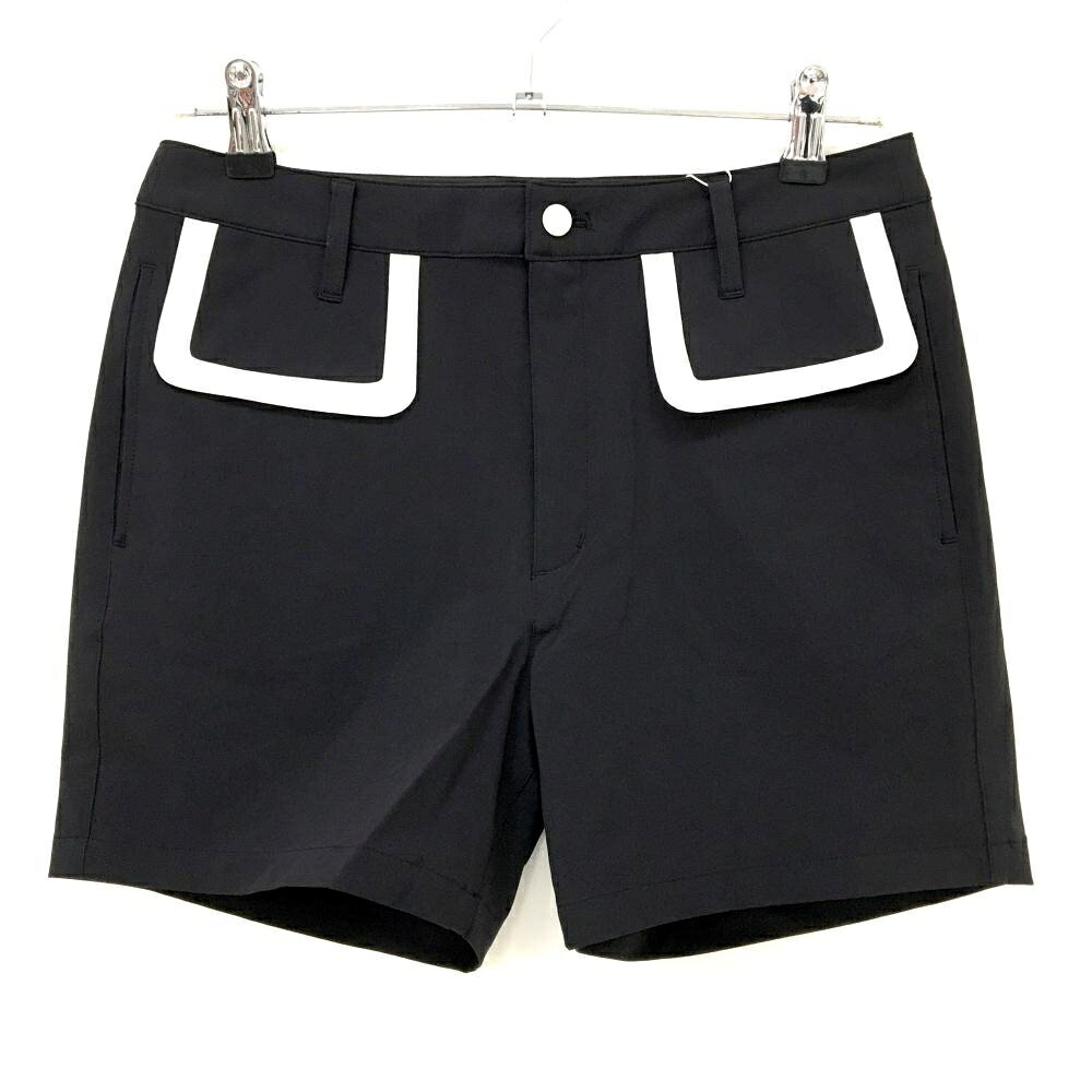 【新品】MUスポーツ ショートパンツ 黒×白 ボーンワッペン ストレッチ 冷感 撥水 レディース 44(XL) ゴルフウェア M・U SPORTS