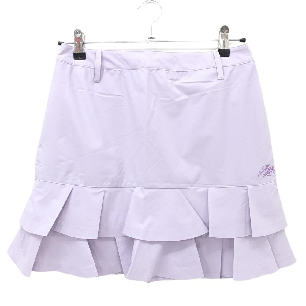 【新品】MUスポーツ スカート ライトパープル 2段フリル ボーンワッペン 裏地付き ストレッチ レディース 44(XL) ゴルフウェア M・U SPORTS