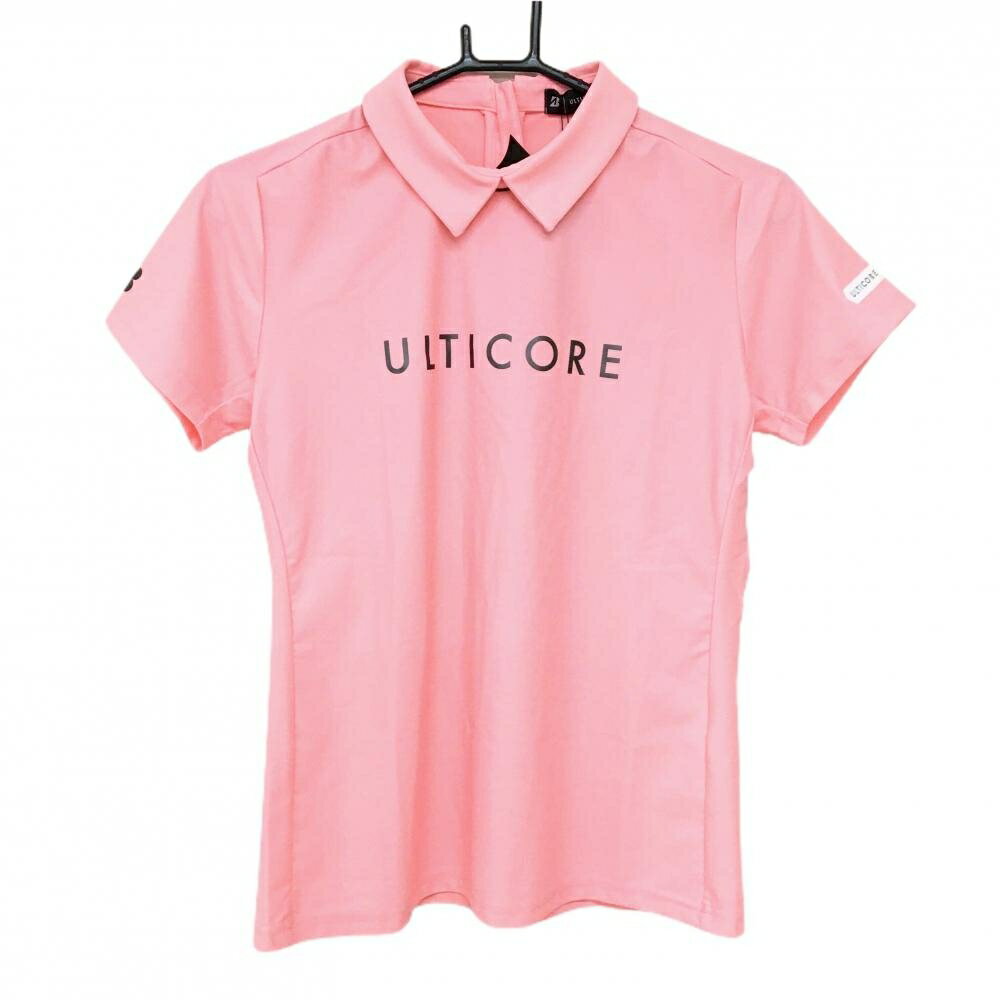 【新品】ブリヂストン 襟付き半袖シャツ ピンク×グレー 後ジップ ULTICORE レディース M ゴルフウェア Bridgestone