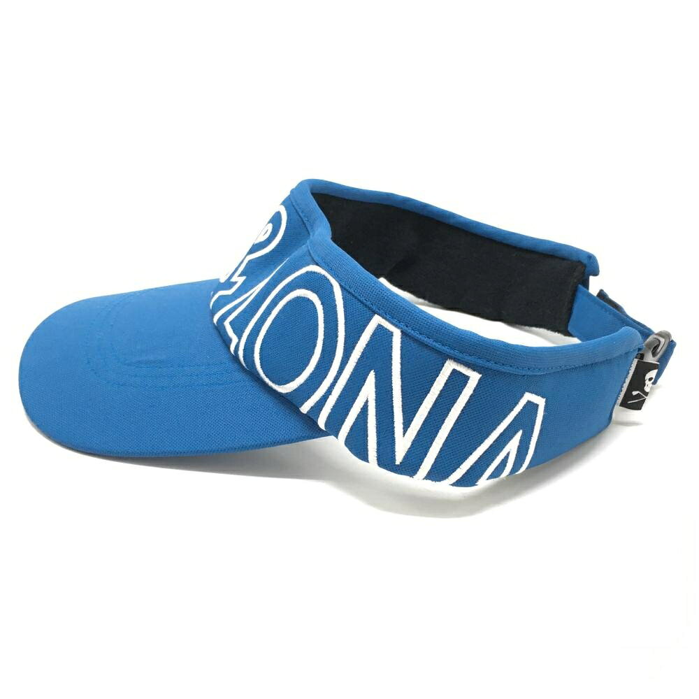 【超美品】マークアンドロナ サンバイザー ブルー×白 ビッグロゴ FREE ゴルフウェア MARK＆LONA