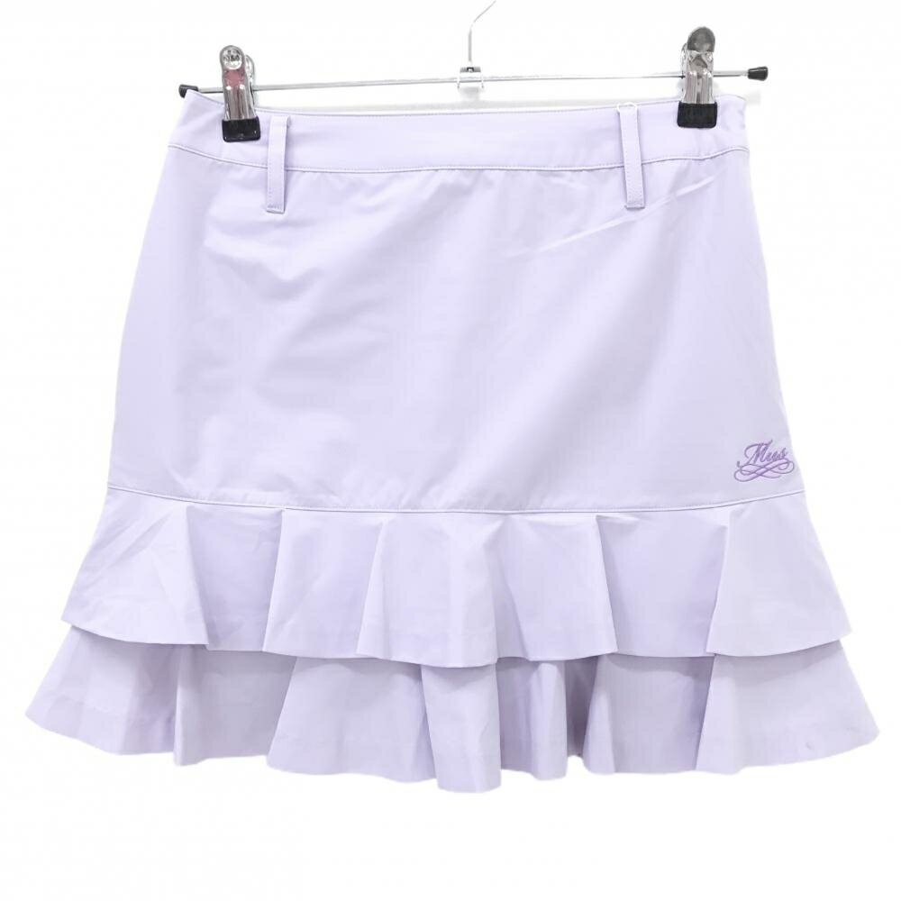 【新品】MUスポーツ スカート ライトパープル 2段フリル ボーンワッペン 裏地付き ストレッチ レディース 40(M) ゴルフウェア M・U SPORTS