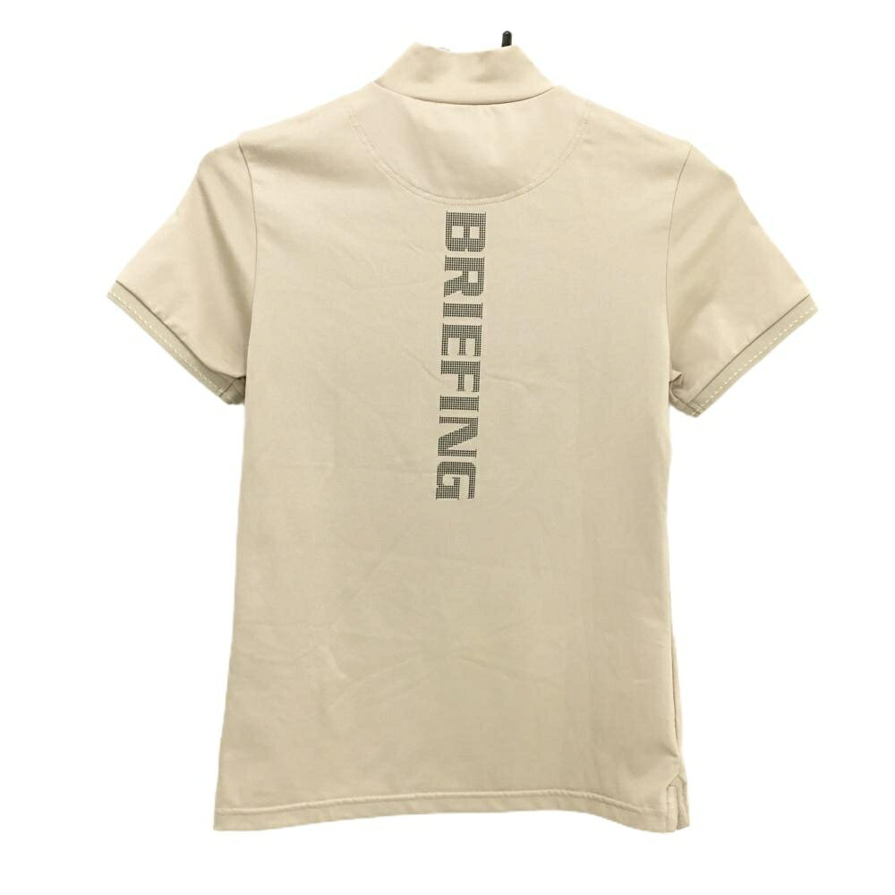 【超美品】ブリーフィング 半袖ハイネックシャツ ベージュ×黒 ロゴ ストレッチ レディース XS ゴルフウェア BRIEFING