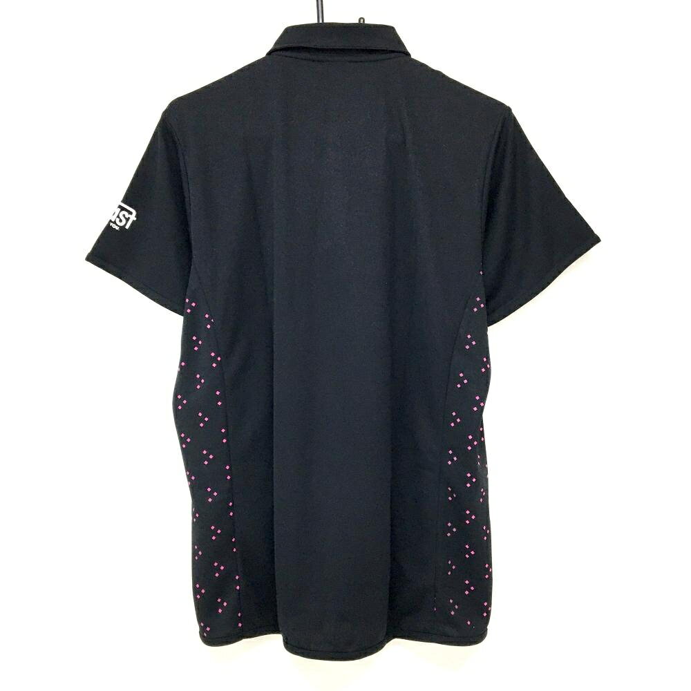 【新品】ミズノ 半袖ポロシャツ 黒×ピンク 総柄 UVカット メンズ O ゴルフウェア MIZUNO