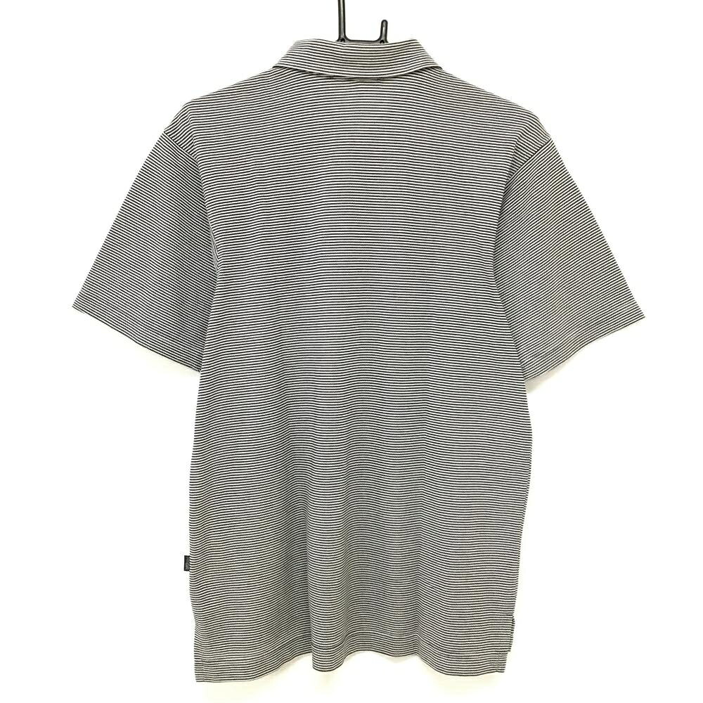 【超美品】プロギア 半袖ポロシャツ 黒×白 ボーダー ハーフジップ メンズ M ゴルフウェア PRGR