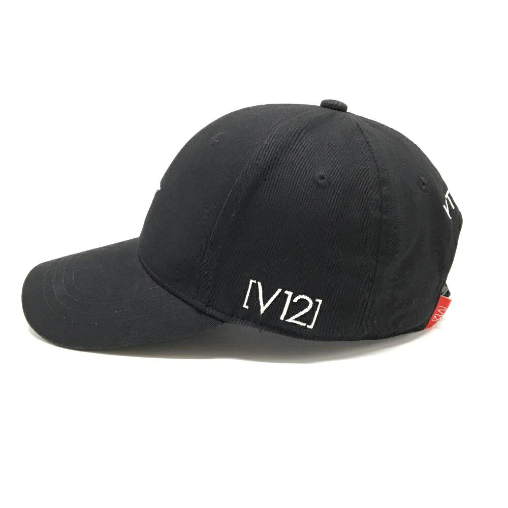 V12 キャップ 黒×白 星刺しゅう ゴルフウェア V12