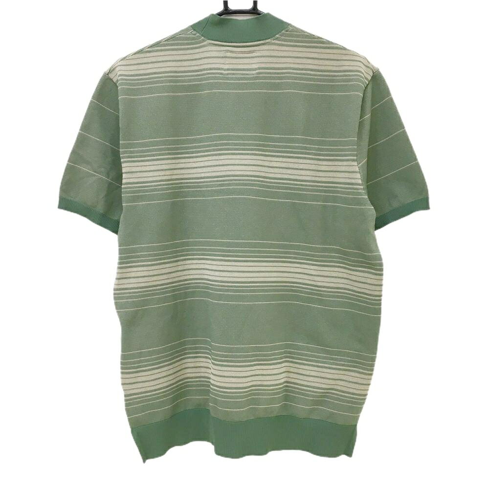 【超美品】トラヴィスマシュー 半袖ハイネックセーター グリーン系×ベージュ メンズ L ゴルフウェア TravisMathew